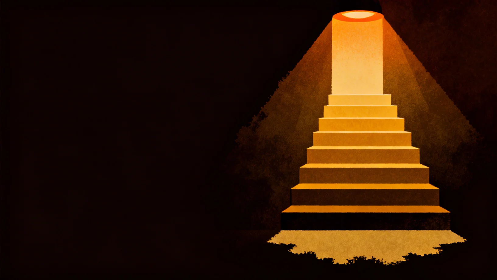 Abstract visualization of DeFi yield persisting through bear market stages, amber spine against darkening gradient