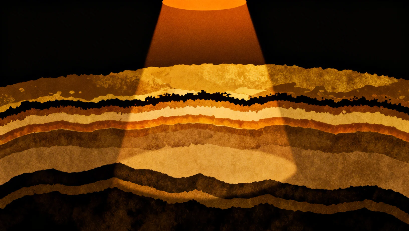 Abstract overlapping disc layers in amber and gold representing the three custody risk layers in DeFi