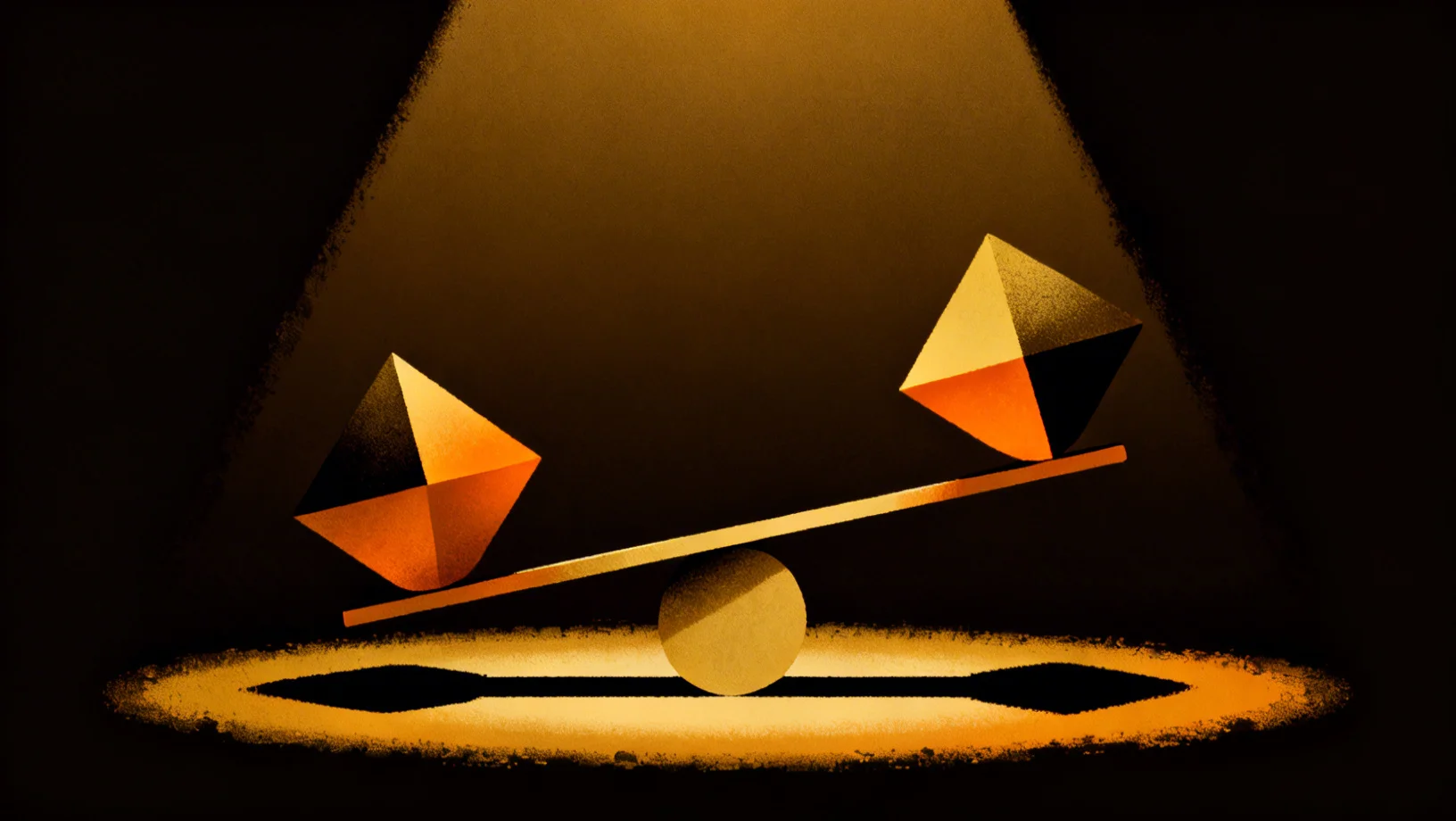 DeFi yield positions declining at different rates over time with a rebalancing trigger threshold
