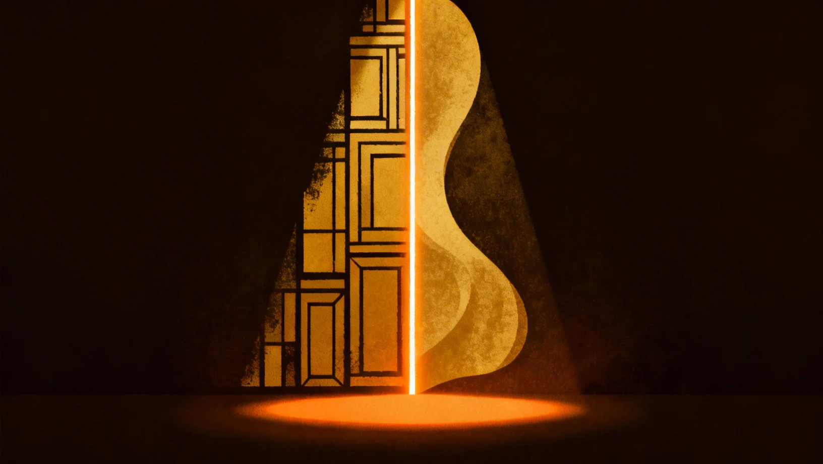 Abstract visual representing the distinction between protocol-level and investor-level regulatory risk in DeFi