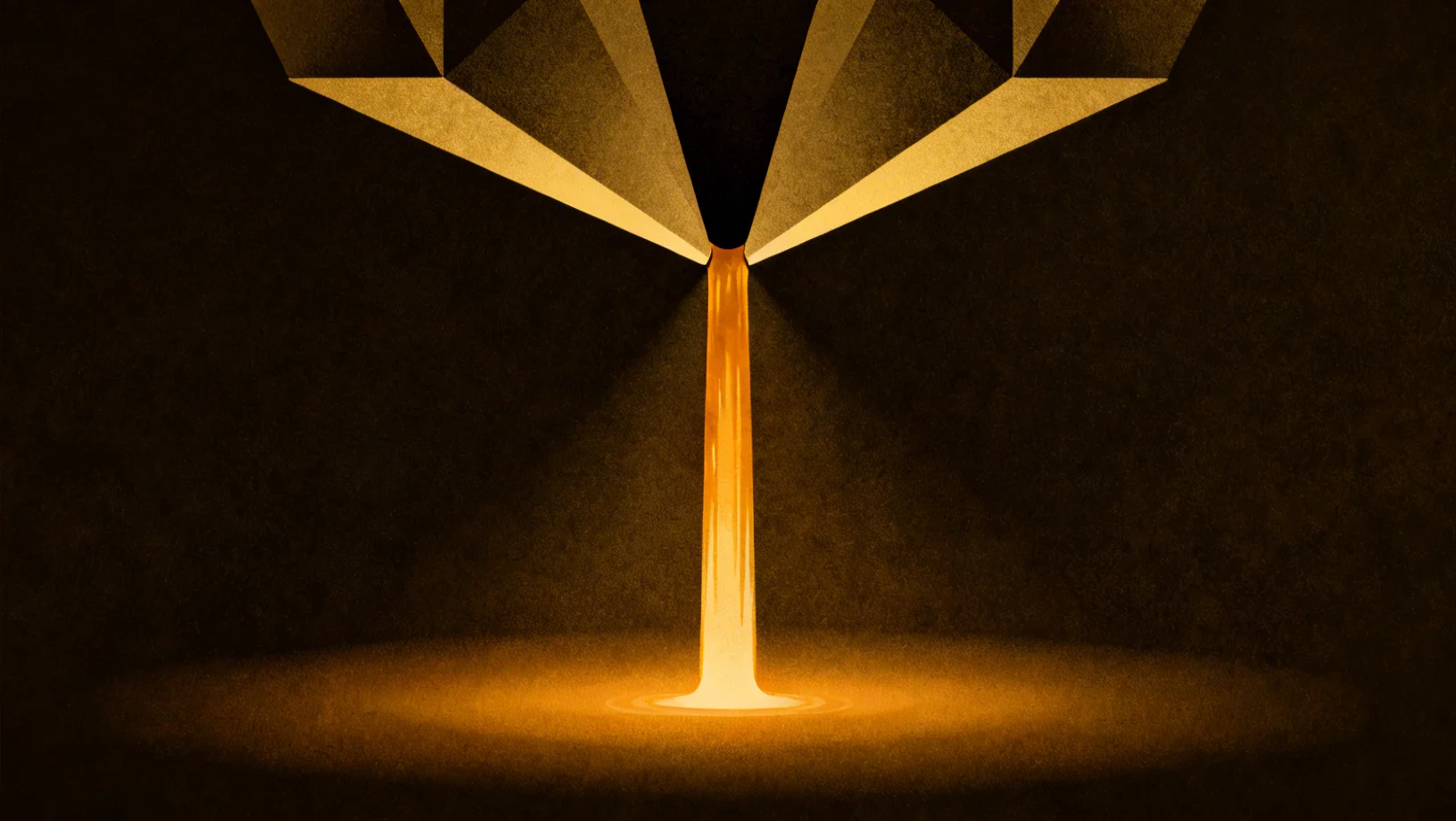 Abstract amber fluid flowing through a constriction, representing regulatory pressure on DeFi yields