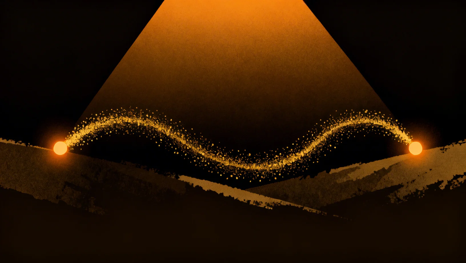 Two glowing price points with converging light streams representing stablecoin arbitrage mechanism