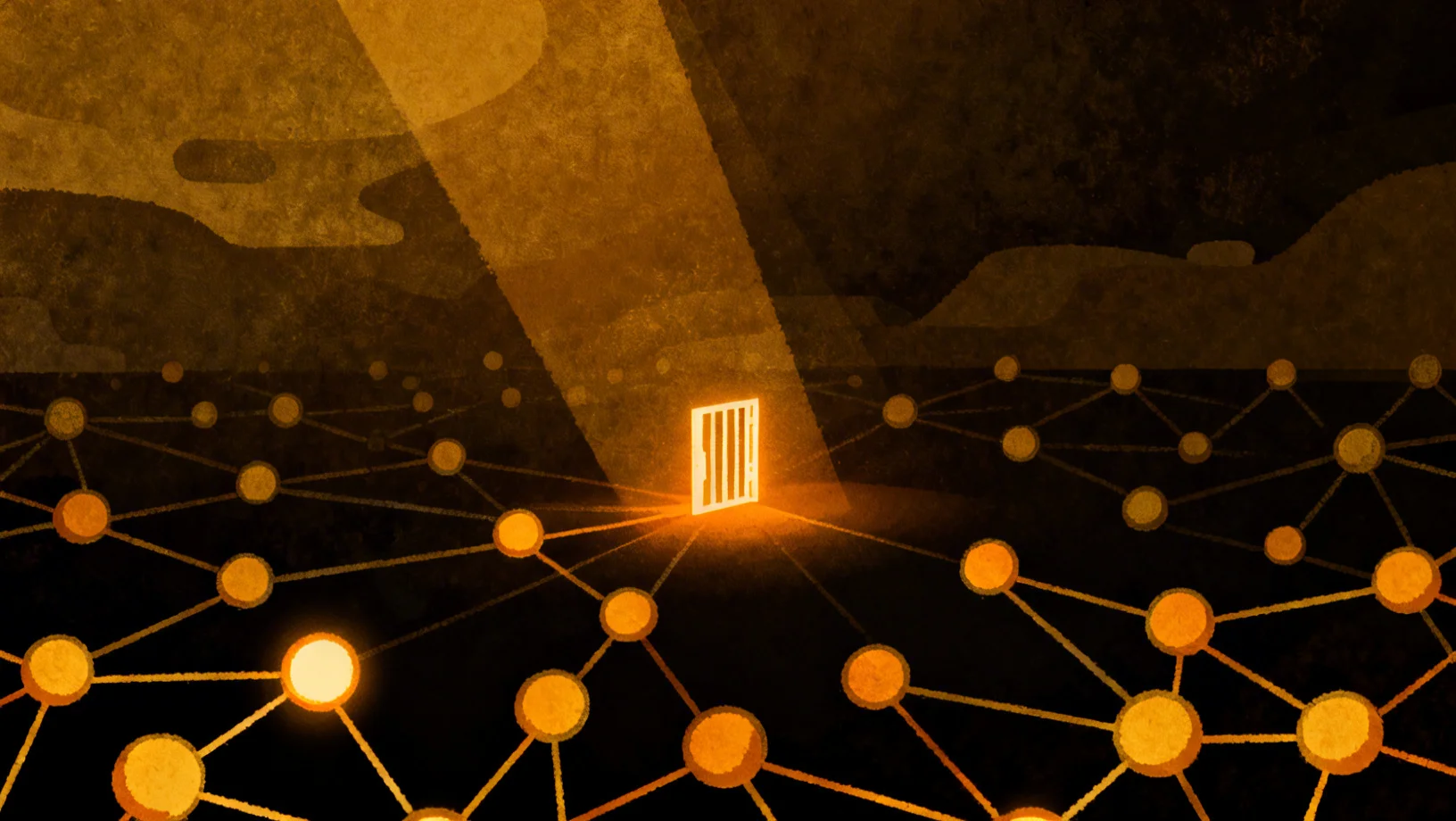 Abstract split visual representing the structural divide between permissioned and permissionless DeFi participation layers