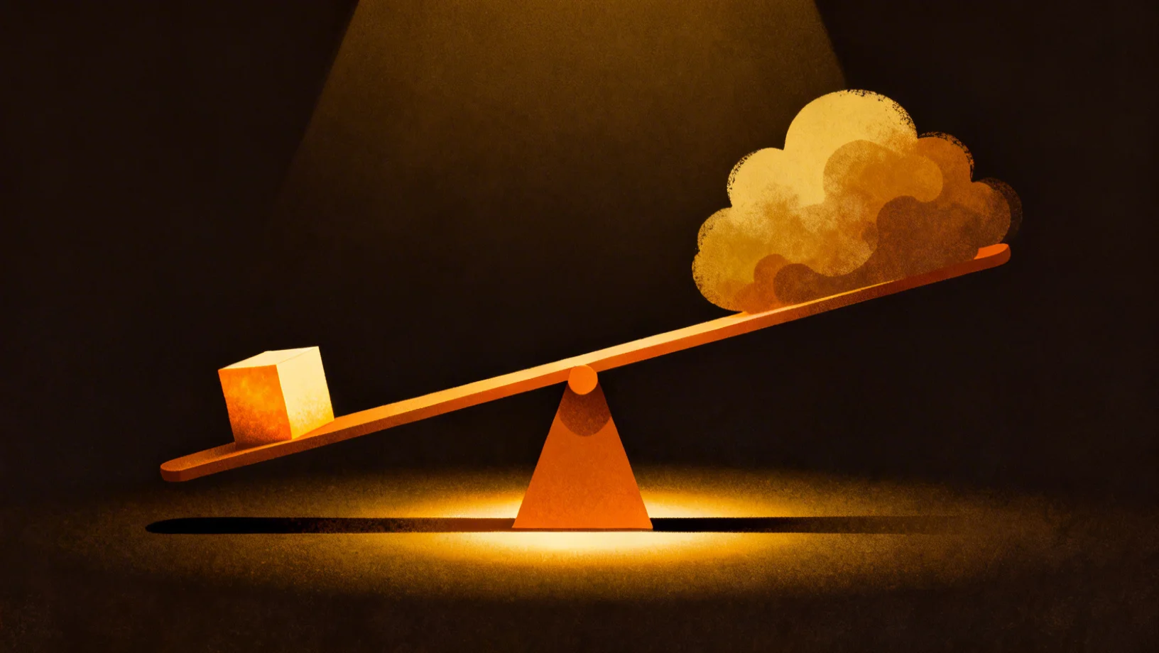 Abstract scale representing the relationship between deposited collateral and issued stablecoin debt