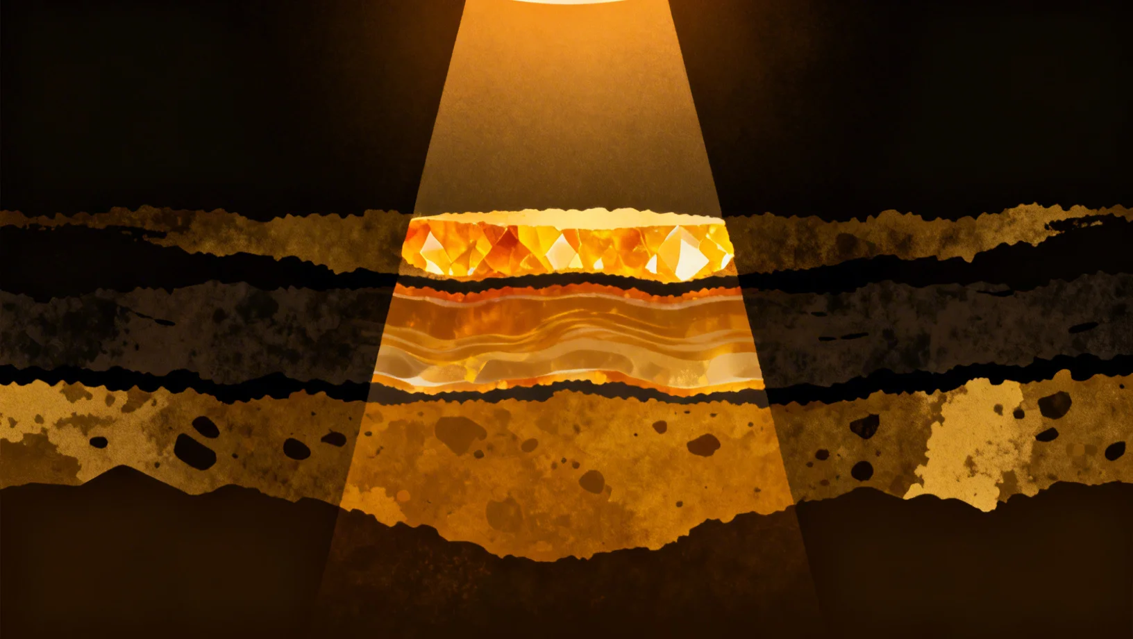 Abstract layered structure representing stacked risk layers in tokenized bond protocols