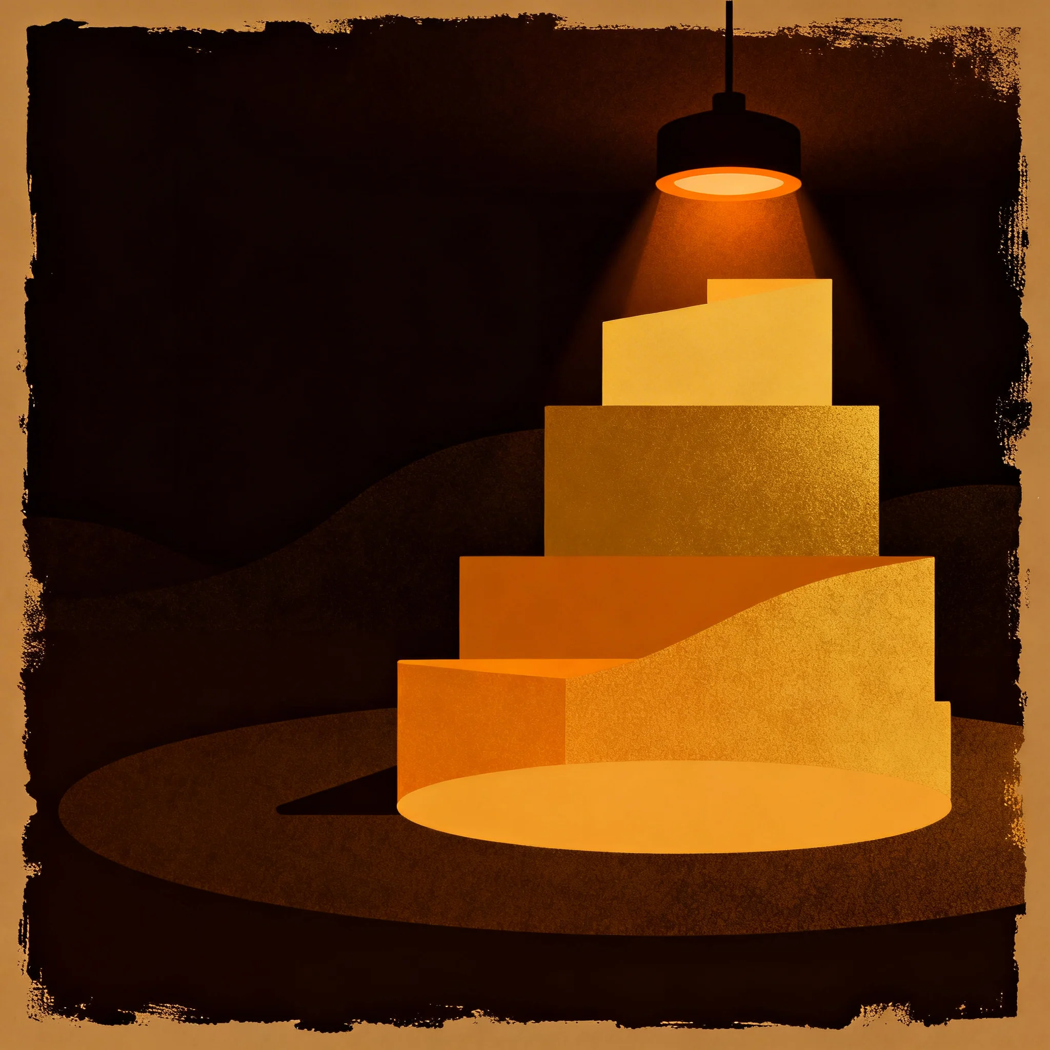 Abstract layered risk tiers representing credit pool evaluation in tokenized private credit