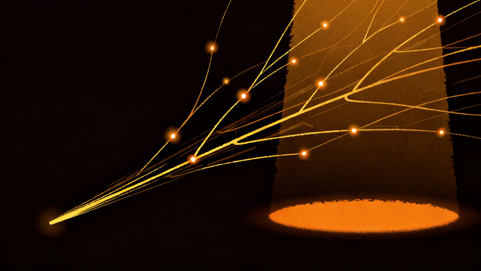 Abstract network of connected on-chain value nodes representing the Solana RWA ecosystem
