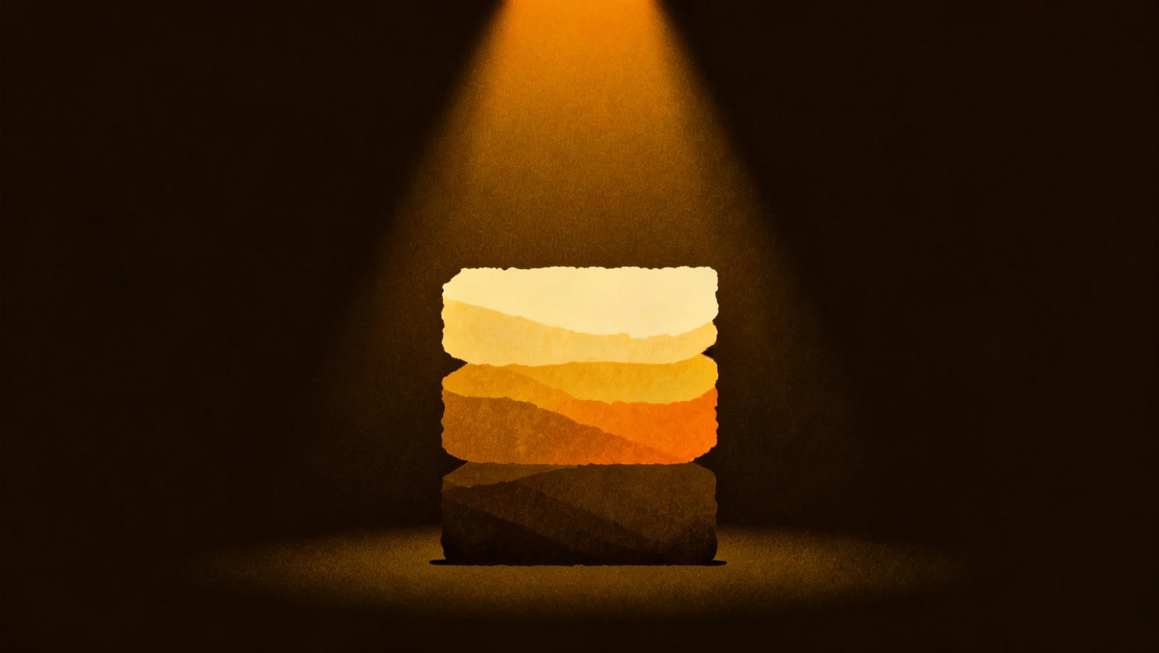 Abstract amber layers stacked vertically on dark background representing compounding yield tiers